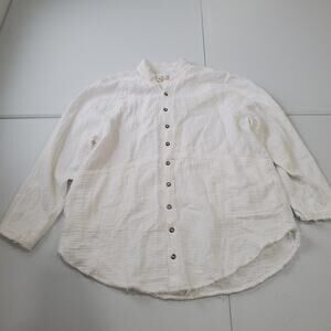 We The Free People Summer Daydream Button Down Shirt Womens Small White Gauze